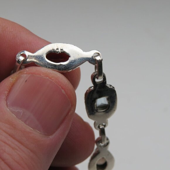 s-l400.jpg Sterling Silver Aquamarine Citrin Amethyst Garnet Bracelet